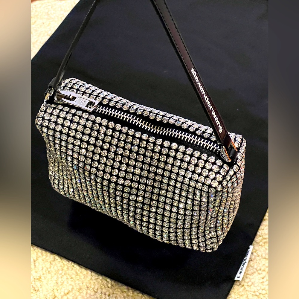 Alexander Wang Medium Heiress Rhinestone Mesh Pouch